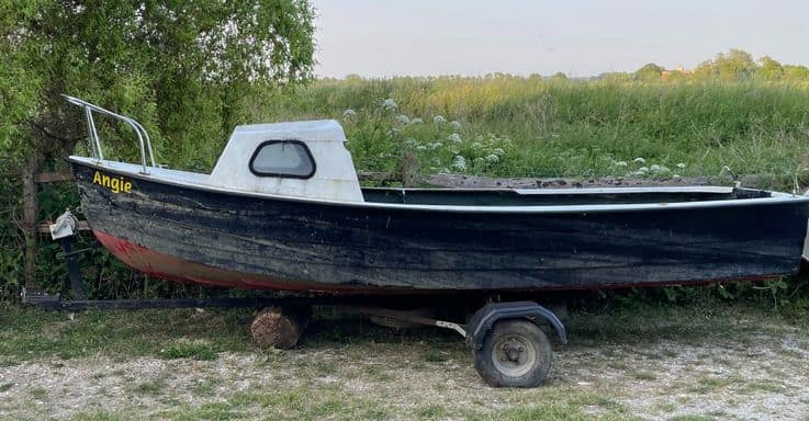 Small motorboat on a trailer